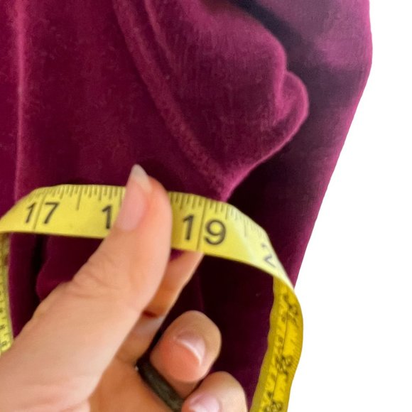 Vintage 90s Wine Red Long Sleeve Velvet Ribbed Mock Neck Full Length Dress Mediu - Picture 8 of 10